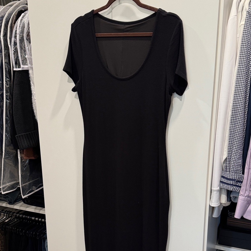 Midi length ribbed fully lined T-shirt dress - Black size L
